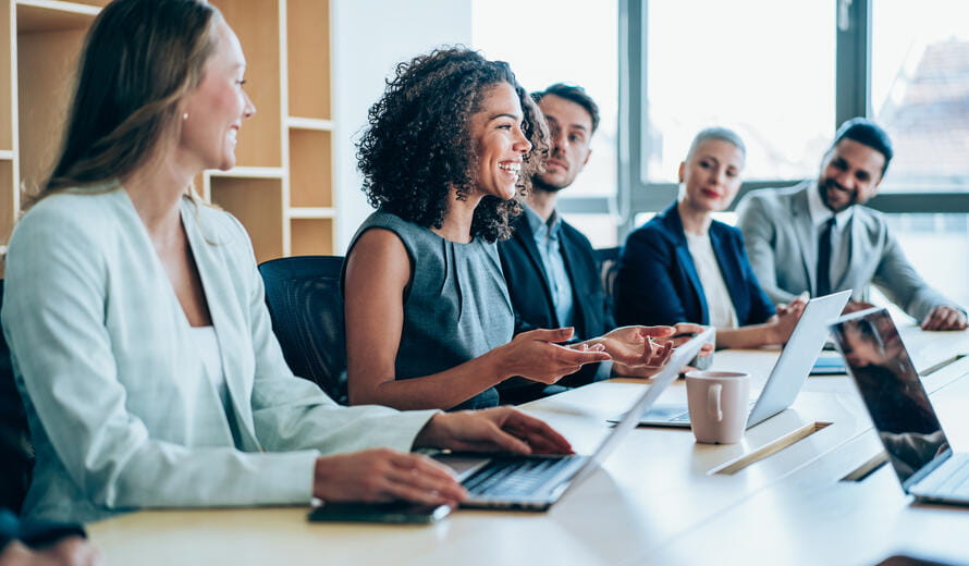 Group of business persons in business meeting. Group of entrepreneurs on meeting in board room. Corporate business team on meeting in the office.