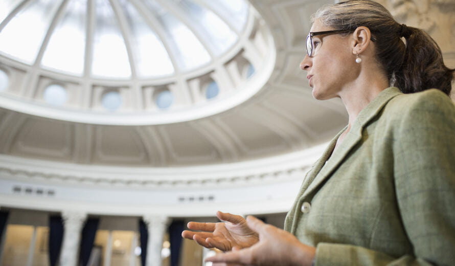 woman in capital building